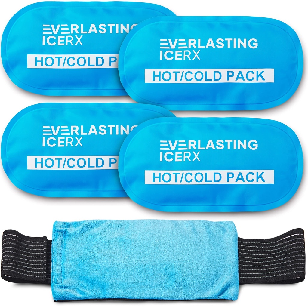 Herbruikbare Warm en koud Gel Ice Pack Wrap (4 Pack) for Injuries - verstelbaar & flexibel voor knieën, rug, schouders, armen en benen - Herbruikbaar