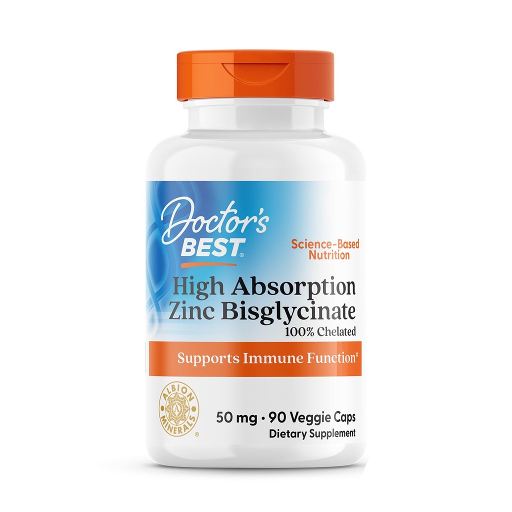 Best Hoge Absorptie Zink Bisglycinate 50mg Hoge Potentie Ondersteuning van het verbeteren van het immuunsysteem Antioxidant VC, 90 Tellen