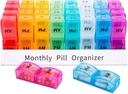 ASprink Maandelijkse pil Organisator 2 keer per dag, 30 Dag één Maand pil Box AM PM,31 Dag pil geval Kleine Compartments om vitamines vast te houden, reis medicijnen Organisator,31 Dag pil Organisator Twee keer per dag