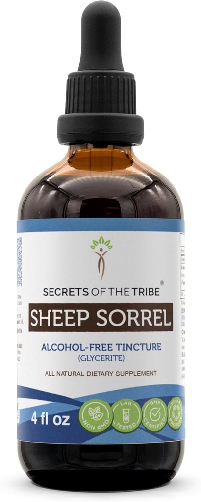Schapen Sorrel Tinctuur Alcoholvrije Extract, Schapen Sorrel (Rumex Acetosella) Gedroogde kruiden Tinctuur Supplement 4 oz