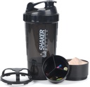 Proteïne Shaker Bottle,16 oz Shake Cup voor Proteïnepoeder met opslag,Sport Waterfles,Non Slip 3 Layer Twist Off 3oz Cups met Pill Tray Leak Proof Shake Flessen voor Proteïnemixen