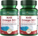 Zuiverheidsproducten Krill Omega 50 (Krill + Visolie Blend 1000mg + Astaxanthine 500mcg + Fosfolipiden 200mg + Vitamine D 500 IE) - 60 Mini Softgels (verpakking van 2)