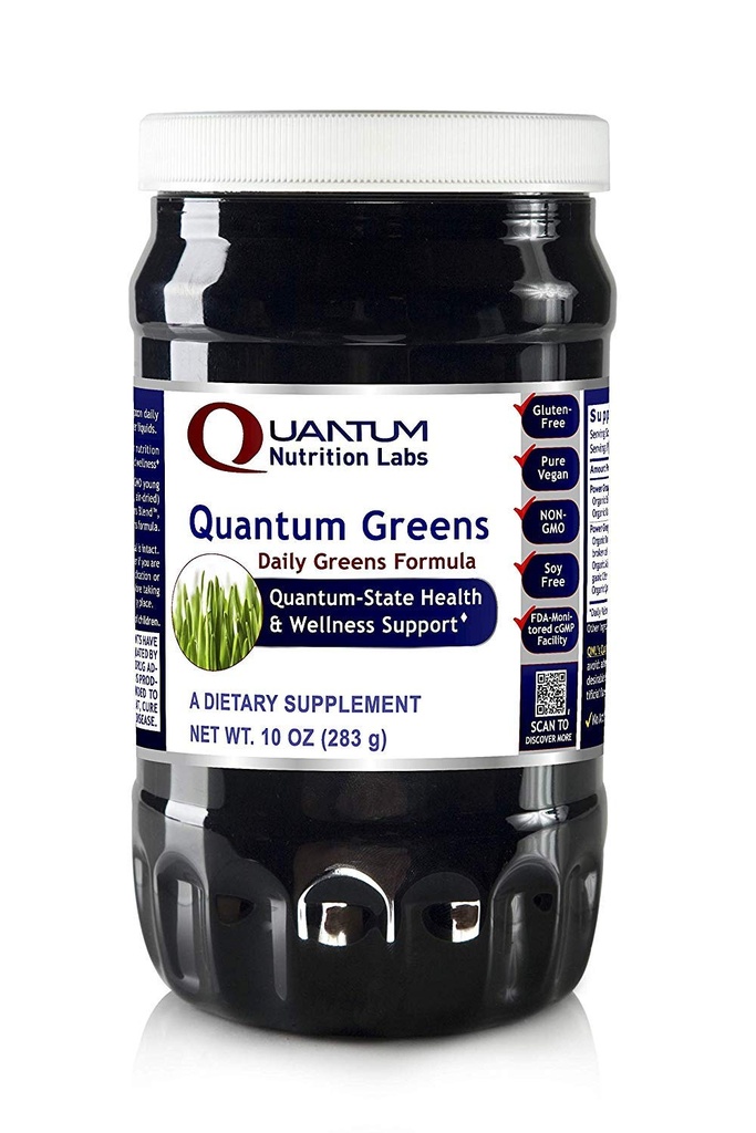 Quantum Nutrition Labs Quantum Organic Greens- Super Greens Powder, Greens Superfood Powder for Drinks, Green Juice, Nutrition Support, Supergreens for Men & Women, Spinach, Alfalfa, Chlorella - 10 oz