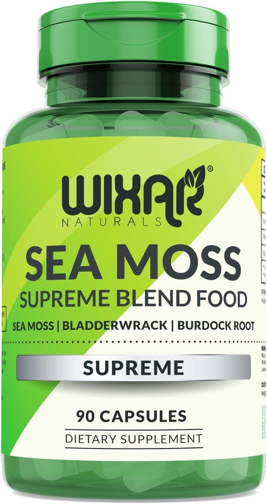 Biologische Sea Moss Capsules - Bladderwrak met Burdock Root Capsules - Ierse Seamoss Pillen - Sterker dan Sea Moss Gel - Dr Sebi Inspired - Raw Sea Moss Powder - Irish Moss (90 Caps)