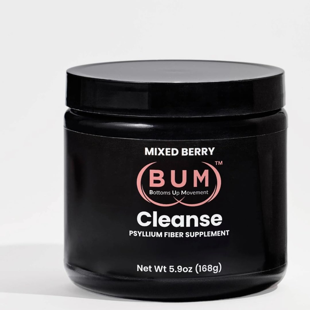 (Bum) Psyllium Husk Fiber Powder, gemengde Berry Flavored Drink met Stevia, Colon Cleanse voor opgeblazen verlichting & spijsvertering gezondheid, dagelijkse oplosbare vezelsupplement, suiker & glutenvrij, veganistisch, 30 porties