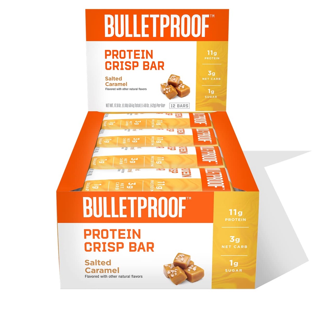 Kogelvrij Gezouten Karamel Proteïne Crisp Bars, 12pk, Hoog Proteïne, Lage Suiker
