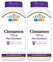 21st Century Cinnamon 2000 mg Per Serving Plus Chroom Vegetarische Capsules 120 Telling - Verpakking van 2