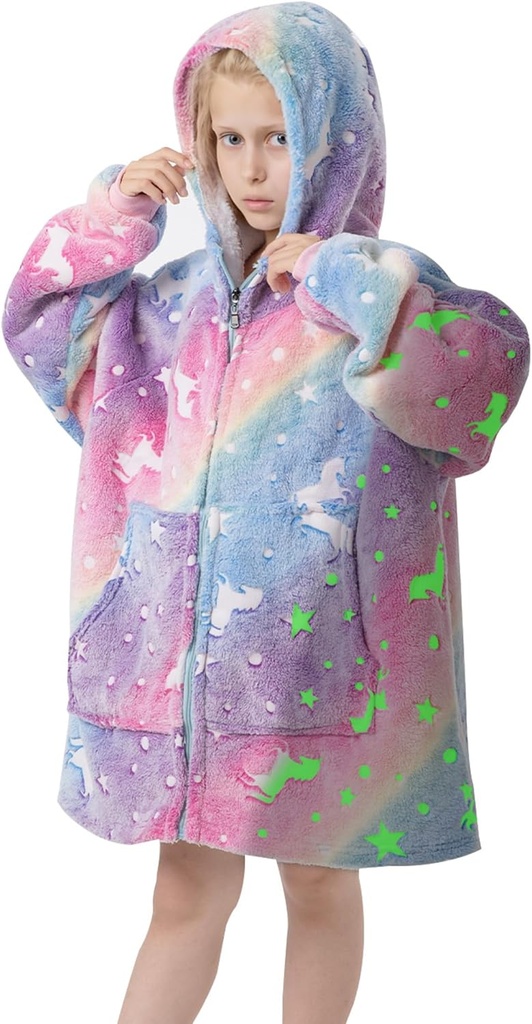 MeMoreCool Draagbare deken Kids Deken Hoodie, Hooded Deken Kids Comfy deken Sweatshirt, Peuter Deken met Hood