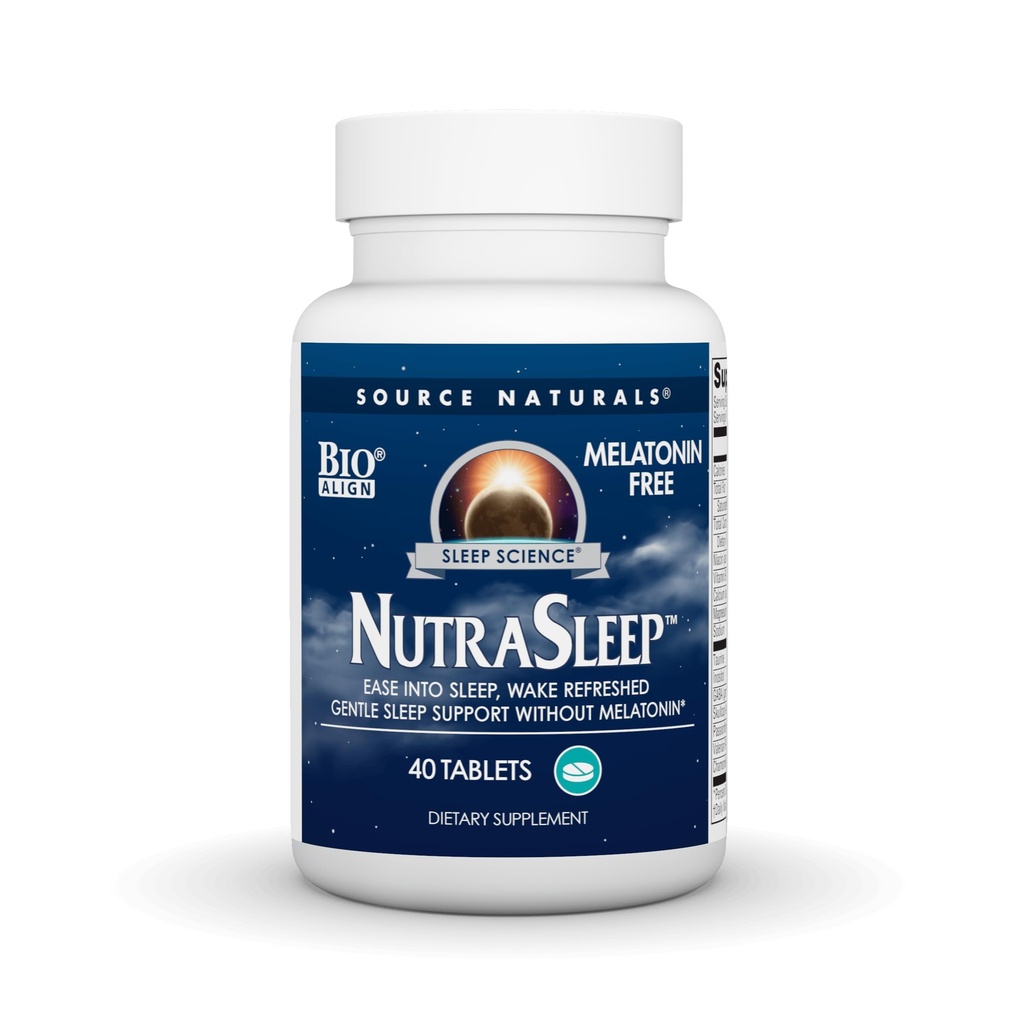 Bron Naturals NutraSleep, Melatonine-Free Multi-Nutrient & Herb Complex, Vegetarische Formule voor Ontspanning Ondersteuning - 40 tabletten