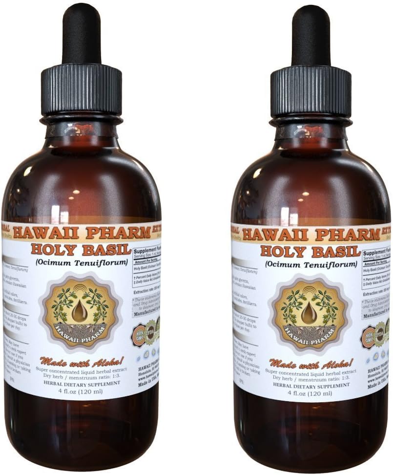 Holy Basil Liquid Extract, Organic Holy Basil (Ocimum tenuiflorum) Tinctuur Supplement 2x2 oz