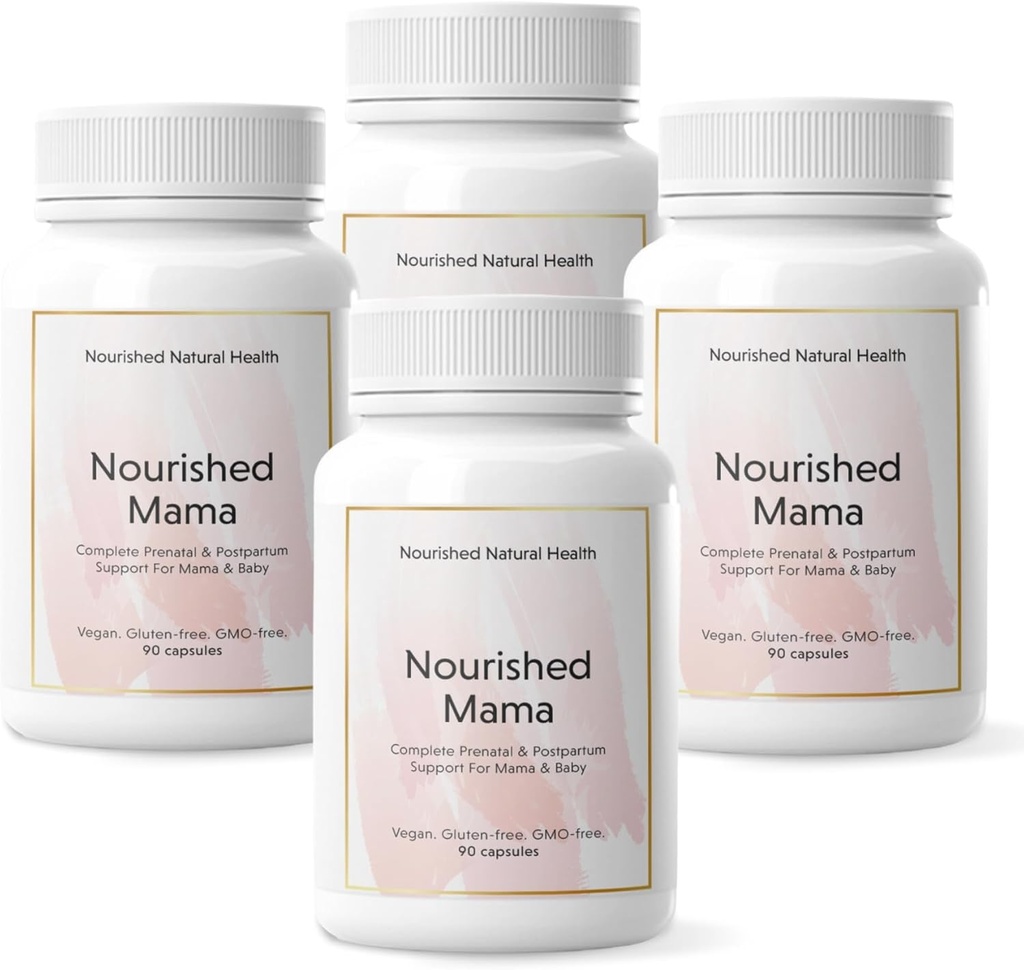 Nourished Mama Prenatal Multi Vitamin - Vegan Multivitamin for Preconception, Pregnancy, Postpartum and Breastfeeding Support - Iron-Free with Methylated Folate & High Dose Choline - 360 Capsules
