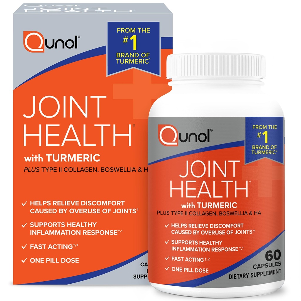 Qunol 5-in-1 Joint Support Supplement, Fast Acting, One Pill Dose, Ondersteuning Gezonde Ontsteking Response & Discomfort Veroorzaakt door overmatig gebruik van gewrichten, alternatief voor Glucosamine Chondroitin MSM, 60 Tel.