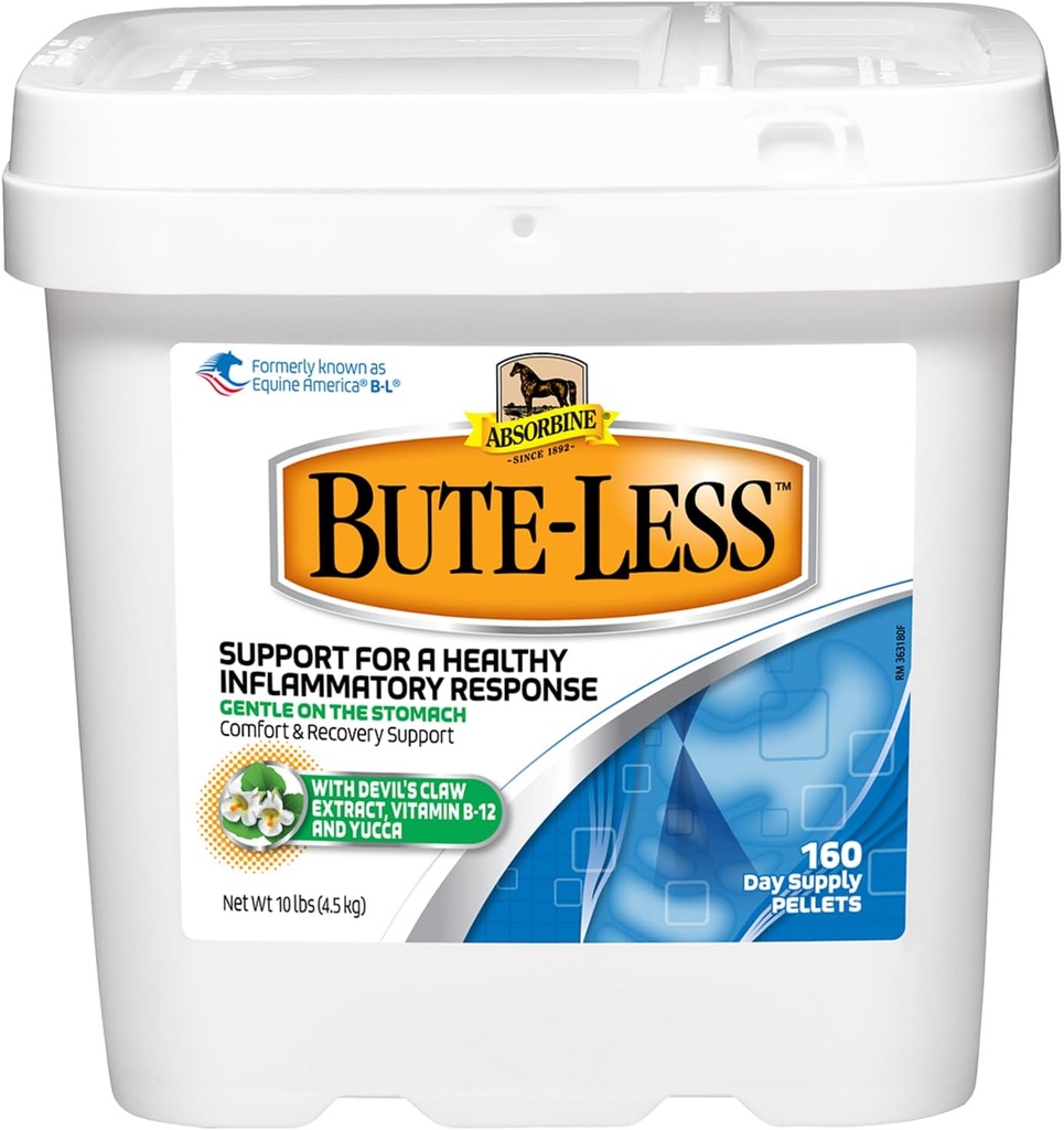 Absorbine Bute-Less Comfort & Recovery Support Supplement, Biedt langdurige comfort, zacht op de maag, Inclusief Duivelsklauw, Vitamine B-12, Yucca, 10 lb / 160 Day Supply