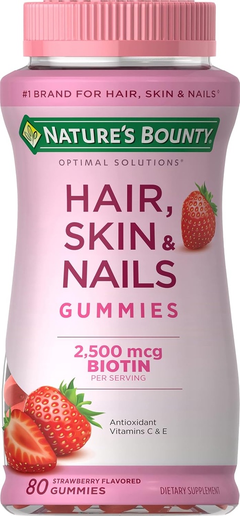 Natuur's Bounty Vitamine Biotin Optimale oplossingen Haar, huid en nagels Gummies, 200 Tellen
