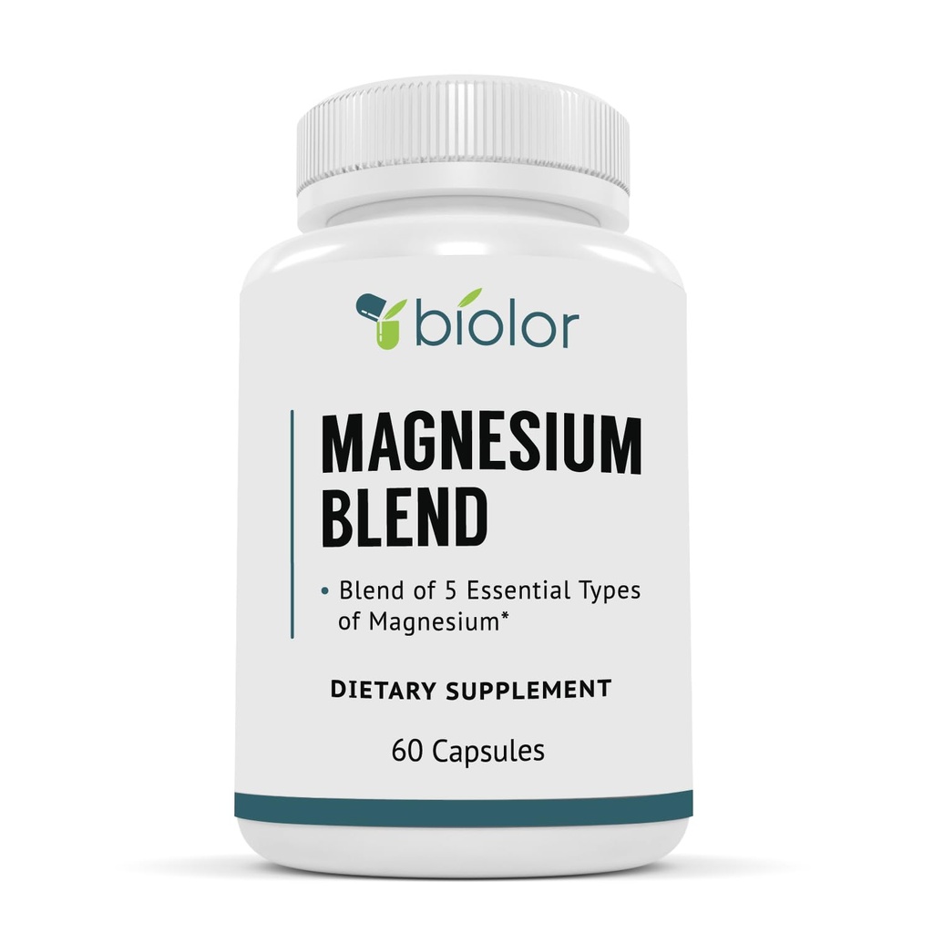 Biolor Magnesium Complex Supplement, Full Spectrum Magnesium Blend, Magnesium Glycinate with Malate, Citrate, Taurinate and Gluconate - High Absorption Magnesium Supplement, Magnesium Complex Capsules