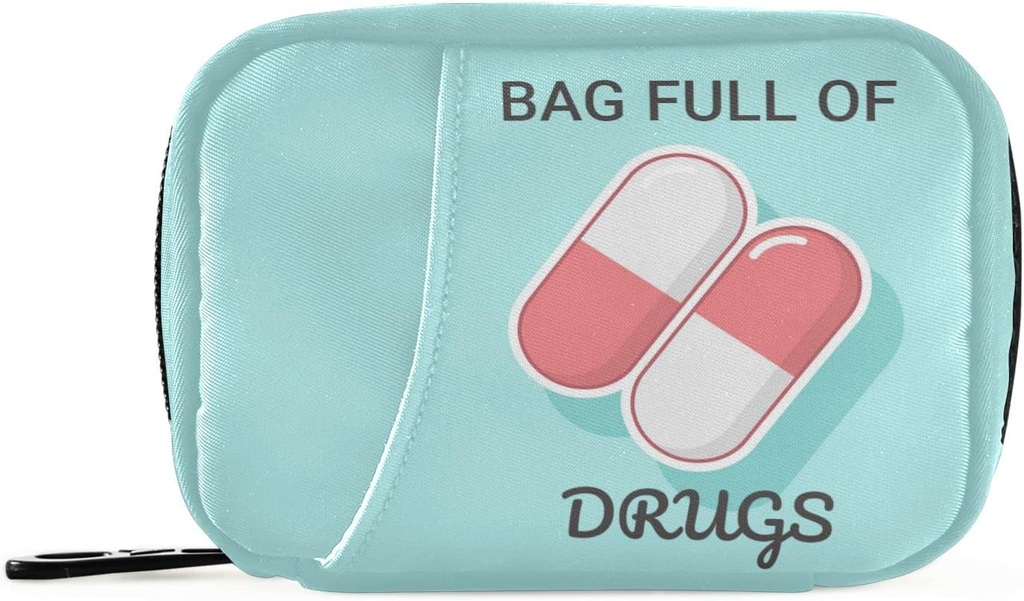 Naanle Medical Pillen Pill Box 7 Day Case Bag Travel Organizer met rits Draagbare Wekelijkse Compacte grootte voor vitamine supplement houder Een cartoon blauw wit 4.6 x 3,14 x 1,88 Inch, 1.0 Tellen