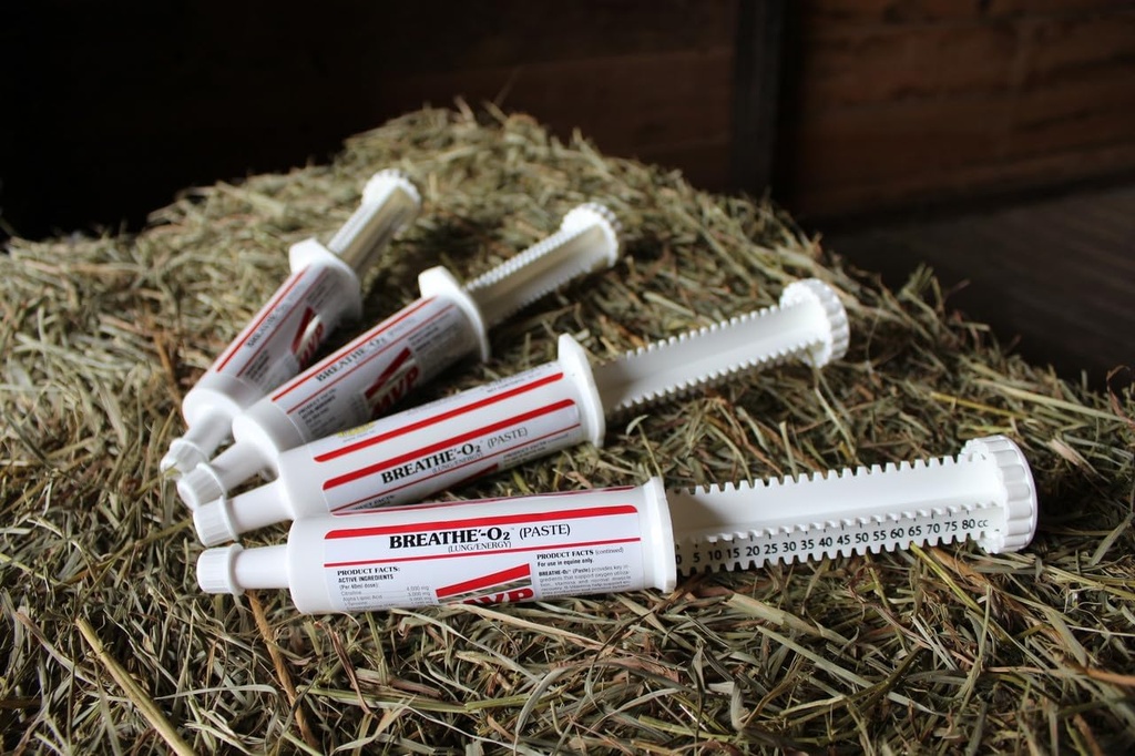 Adem O'2 4 - Pak (8 doses) Pre-Race Plakken om Lung/Airway functie bij paarden te ondersteunen