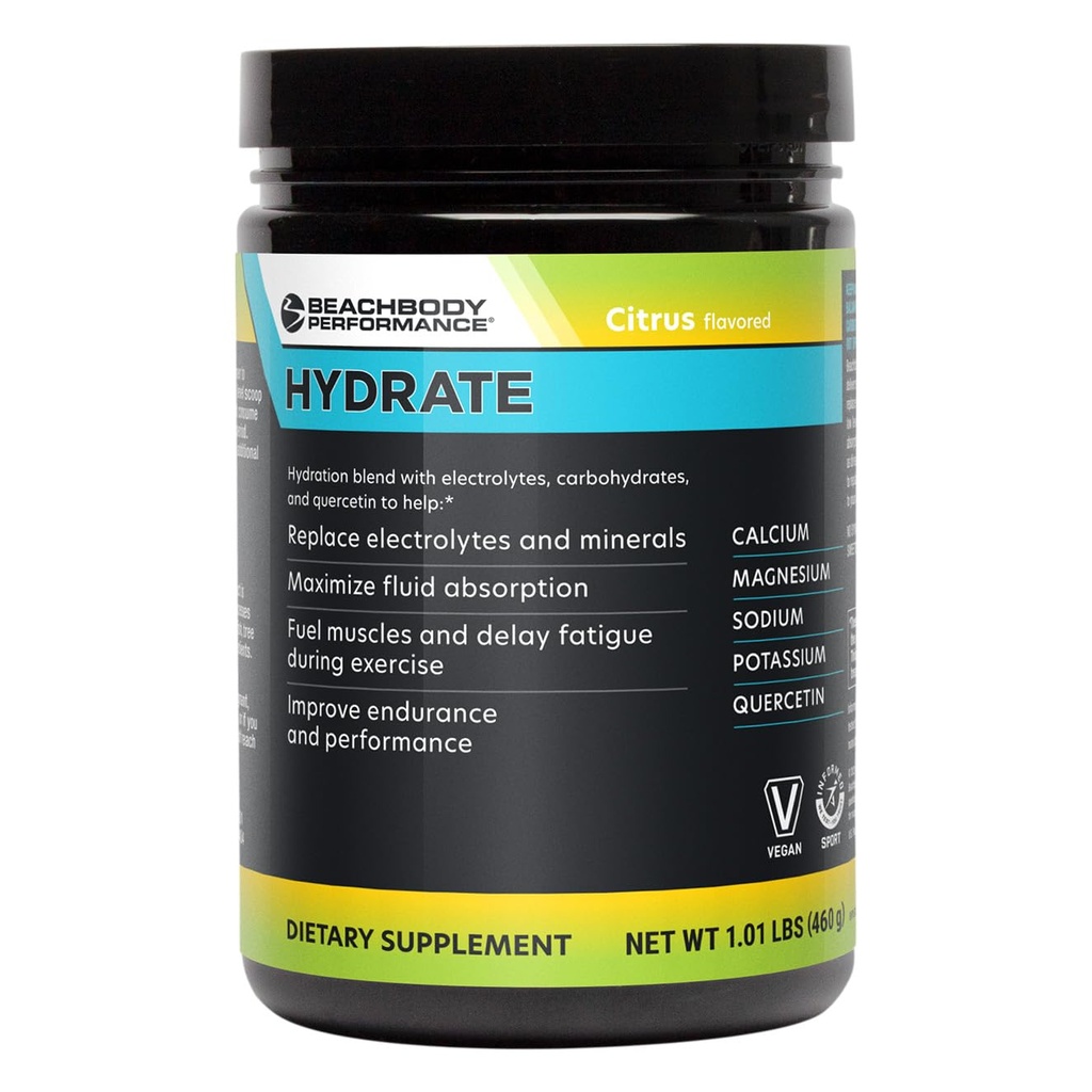 BODi Hydrate Performance Hydration Supplement, quercetine Verrijkt Elektrolytpoeder, 4 belangrijke Elektrolyten: Kalium, Magnesium, Natrium, Calcium - Ondersteunt Endurance & Fluid Balance, Citrus, 40 SRV