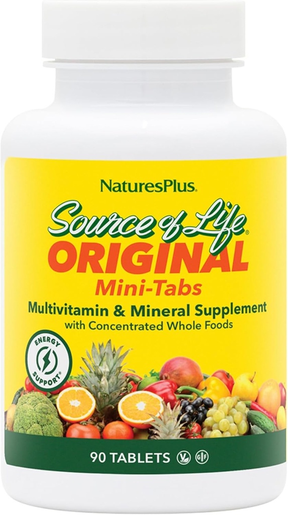 Natures Plus Bron van het leven - 90 Mini-Tabs - Multivitamine-en mineraalsupplement - Ondersteunt natuurlijke energie en algehele welzijn - Glutenvrij, vegetarisch - 15 totale porties