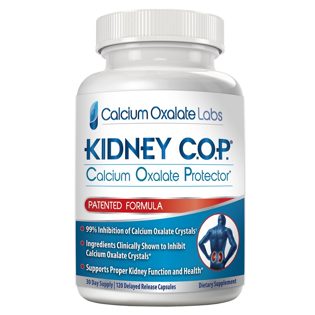 KIDNEY C.O.P. Calcium Oxalate Protector 120 Capsules, Patented Kidney Support for Calcium Oxalate Crystals, Stop Recurrence