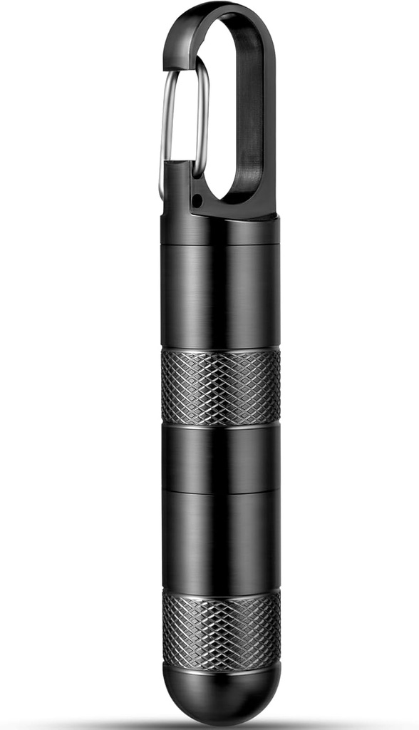 Micro pil houder sleutelhanger Titanium pil geval voor portemonnee kleine pil Container Travel zwarte pil Box medicijn fles Organisator voor vitamine visolie supplement