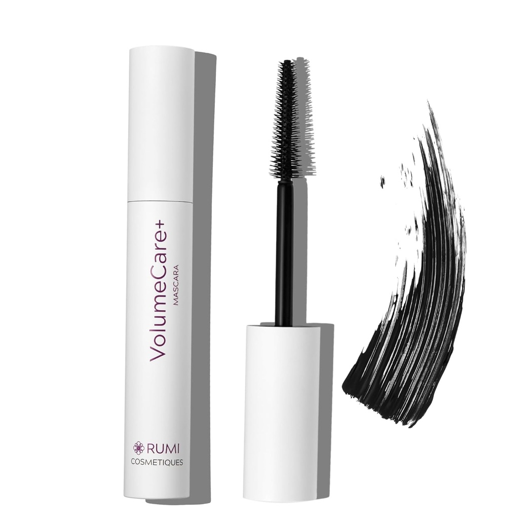 Rumi Cosmetiques VolumeCare+ Mascara voor oudere vrouwen - Extreme lengte en volume 2-in-1 Formule - Geen Clumps, Long-Wearing, Hypoallergene Mascara voor gevoelige ogen (Natural Black)