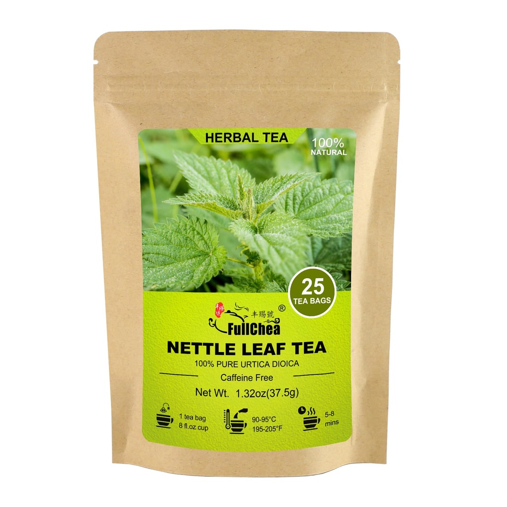 FullChea - Nettle Leaf Theezakjes, 25 Theezakjes, 1.5g/zakje - Natuurlijk stekende Nette Thee - Ondersteuning Eye Health en Versterk Bones