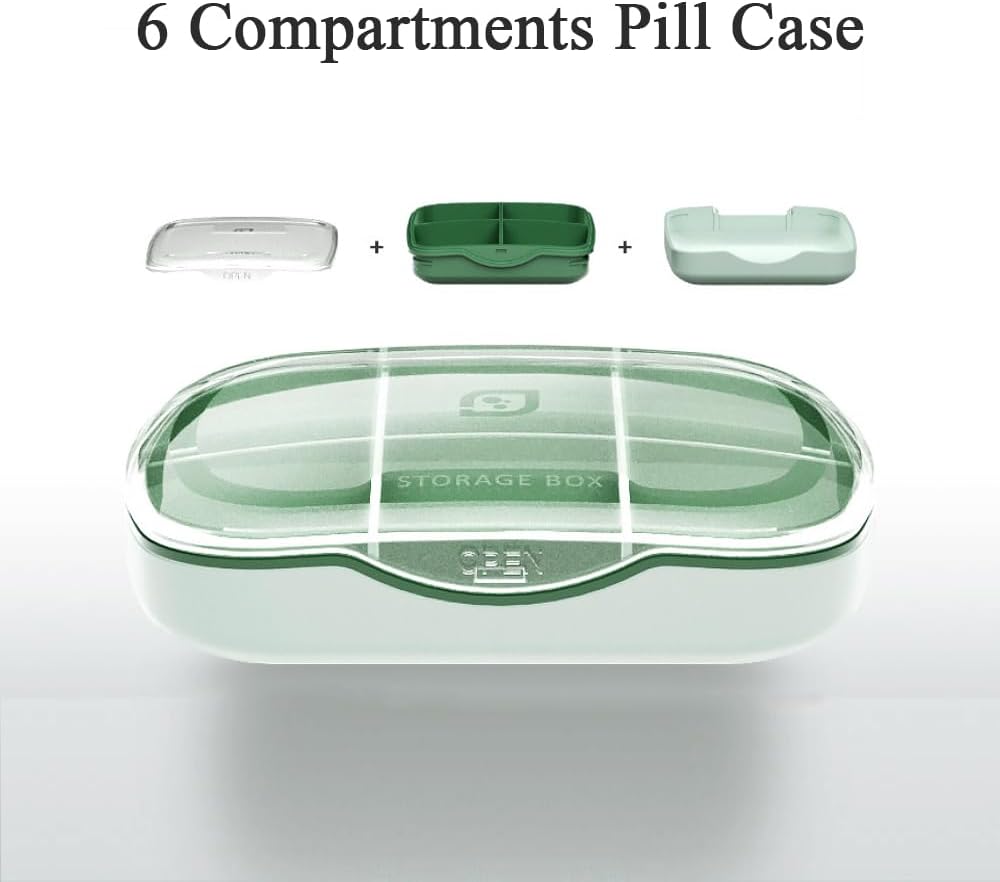 Travel Pill Organizer Box, 6 Compartiment Weekly Medicine Case Herinnering voor Purse Pocket, Daily Pharmacy Container, Medication Holder Dispenser voor visolie, vitamine, kabeljauw Leverolie, Supplement