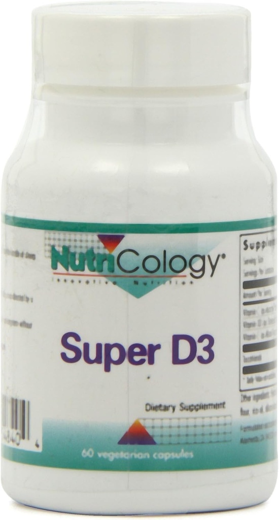Nutricologie Super D3 Dieetsupplement - Bone & Immune Support, Cholecalciferol met C & E, Vegetarische Capsules, Glutenvrij - 60 Tel.