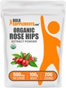 BulkSupplements.com Biologische Rosehip Extract Powder - Rose HIPS Supplement, Rosehip Powder - Herbal Supplement, Antioxidanten Bron - Glutenvrij, 500mg per portie, 100g (3,5 oz) (Pack of 1)
