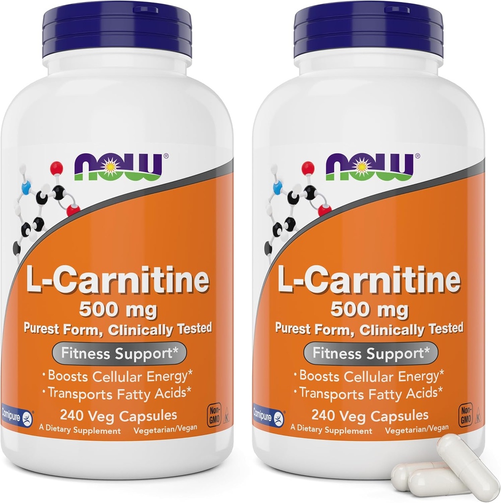 NOW Foods L-Carnitine 500 mg, 240 Veg Caps (verpakking van 2)