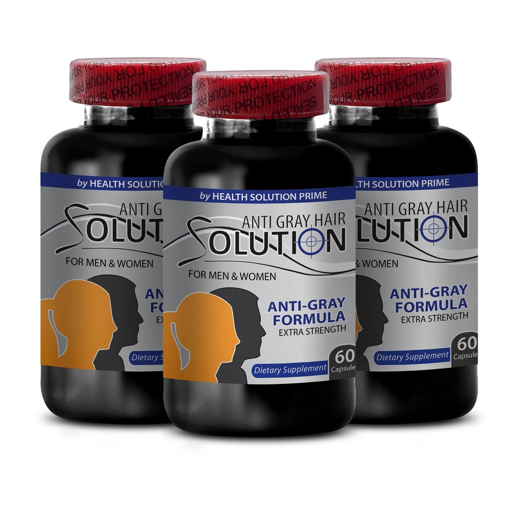 Vitamine b6 pantotheenzuur - anti grijs haar oplossing - grijze haar omkeren voor mannen en vrouwen, Hair Supplement voor vrouwen, natuurlijke haarkleur, biotine supplement voor haar, Saw Pametto, 3 Bot 180 Caps