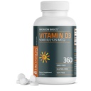 Bronson Vitamine D3 5000iu (125mcg) 1 jaar aanbod voor gezonde spierfunctie en Immuunondersteuning, Non-GMO, 360 tabletten