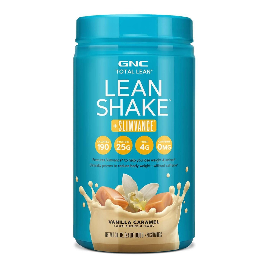 GNC Total Lean Shake + Slimvance, Cafeïnevrij Proteïnepoeder, helpt Lichaamsgewicht te verminderen, Vanille Caramel, 20 porties