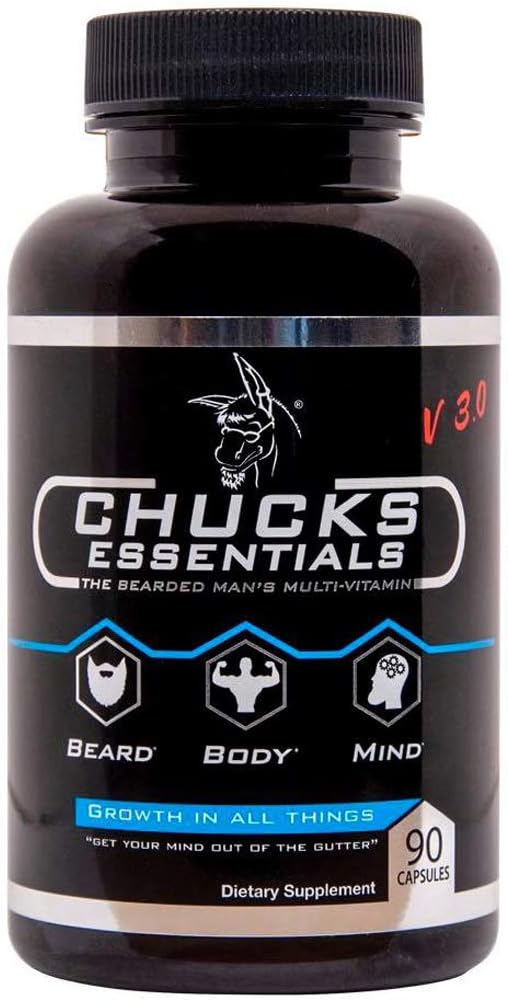 Chucks Essentials - De Bearded Mans Multivitamine, voor snellere groeiende baard, geladen met de vitamines en mineralen essentieel voor gezonde, dikkere, sterkere en sneller groeiende haren, 90 capsules