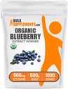 BulkSupplements.com Organic Blueberry Extract Powder - Blueberry Extract Supplement, Antioxidant Support - Vegan & Glutenvrij, 500mg per portie, 500g (1.1 lbs) (verpakking van 1)