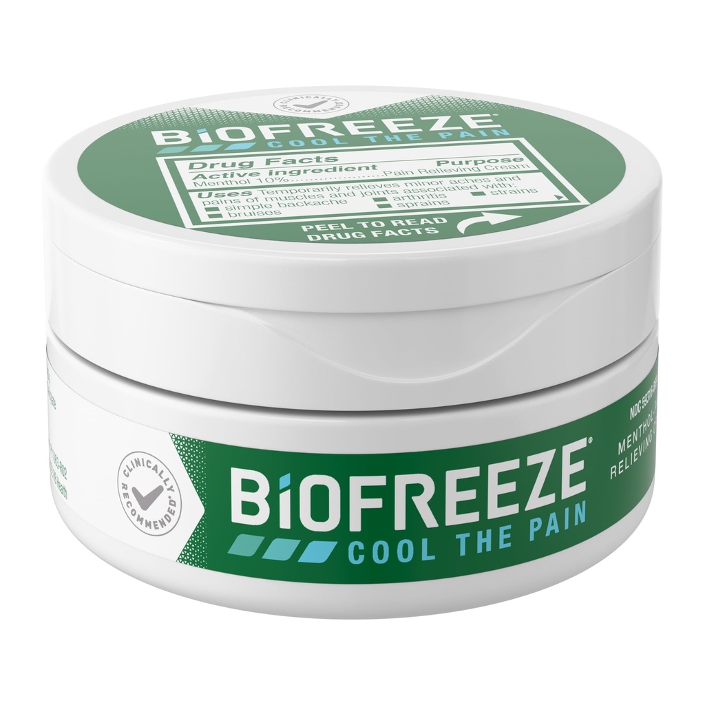 Biofreeze Pain Relief Cream for Knie, Neck, Hip, Joint, Schouders, & Simple Backache, Artritis Pain Reliever, Sore Muscle Relief, Cooling Menthol Pain Cream, 3 Oz