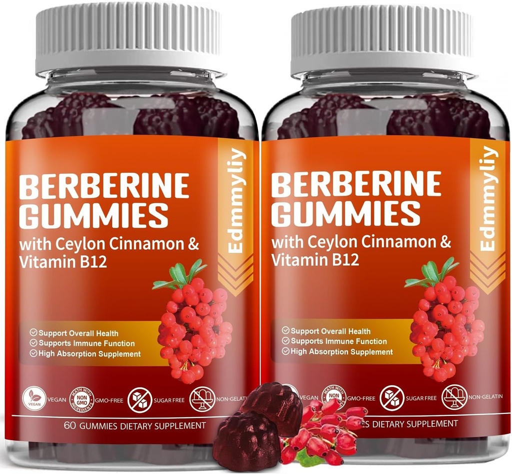 Berberine Supplement met Ceylon Cinnamon - Suikervrij Biologische Berberine 1500mg Gummies for Men & Women - Ondersteuning voor Immune en Metabolisme en Energie