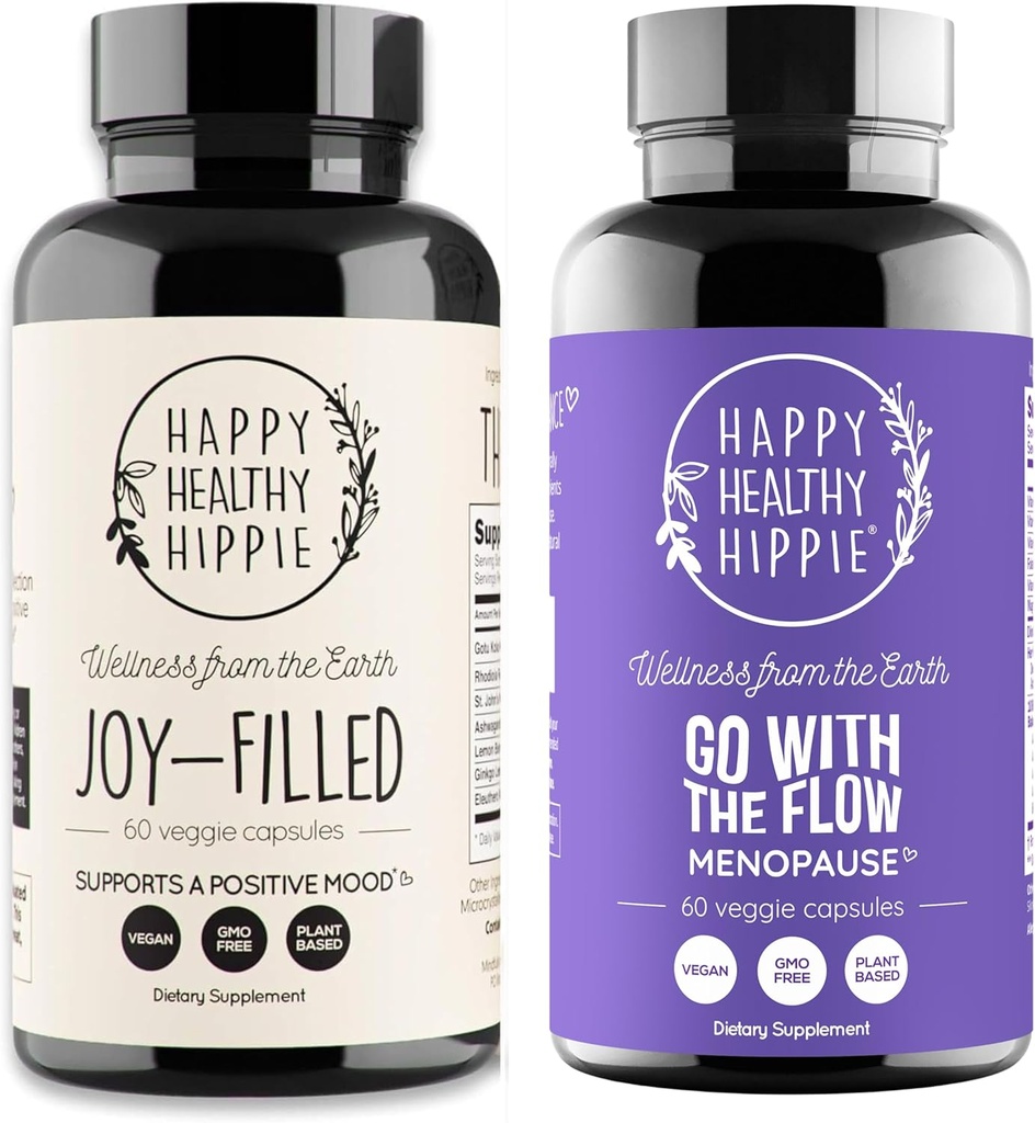 Gelukkige gezonde Hippie Ga met de stroom Menopauze Ondersteuning & Joy gevuld Mood Ondersteuning