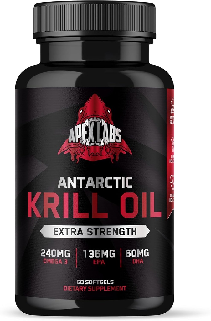 Antarctica Krill Oil 1000 mg met Omega-3s EPA, DHA, Astaxanthine en Fosfolipiden 60 Softgels