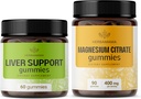 HERBAMAMA Leverondersteuning Complex en Magnesium Kit - Bundel van Lever Ondersteuning Kruidencomplex & 400 mg Magnesium Citroen Gummies - Vegan, Non-GMO, Gelatine-Free - 2 Pack