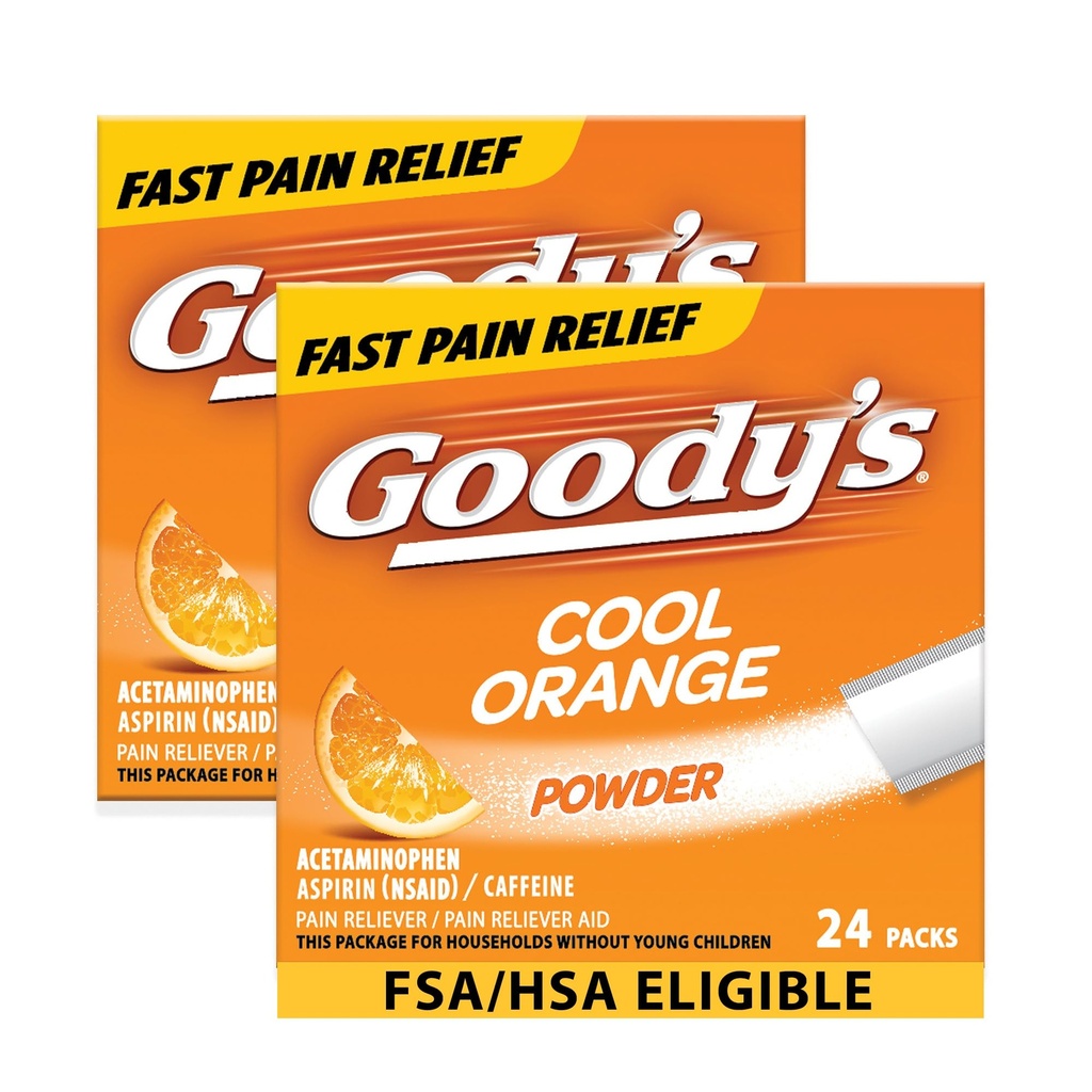 Goody's Extra sterkte Hoofdpijn Poeder, Cool Orange Flavor Oplossen Packs, 24 Individuele Verpakkingen (2 Pack)