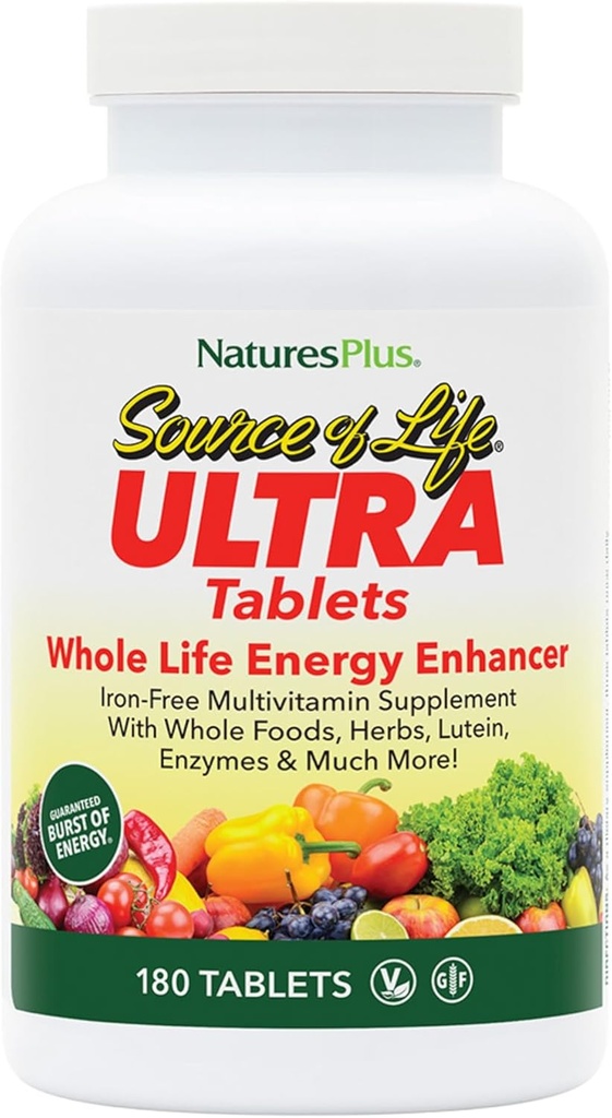 NaturesPlus Ultrabron van het leven No-Iron Multivitamine - 180 tabletten - Ondersteunt Immune Health, Energy & Algehele welzijn - met Luteïne & Vitamine D3 - Vegetarisch & Glutenvrij - 60 porties