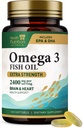 Omega 3 Visolie 2400 mg - Triple Strength Omega-3 Supplementen - Natuurlijke hersenen Hartgezondheid & Immune Ondersteuning - Vetzuren met EPA & DHA - Wild gevangen gezuiverde visolie supplement - 120 Softgels