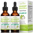 2 Pack Soursop Graviola Liquid Drops - 2000mg Pure Sousop Extract gemengd met 300mg Sea Moss & 100mg Vlierbes - Krachtige Cell Support, Antioxidant-Rich, Immune-Boosting - 4 Fl Oz (120ml) Fles