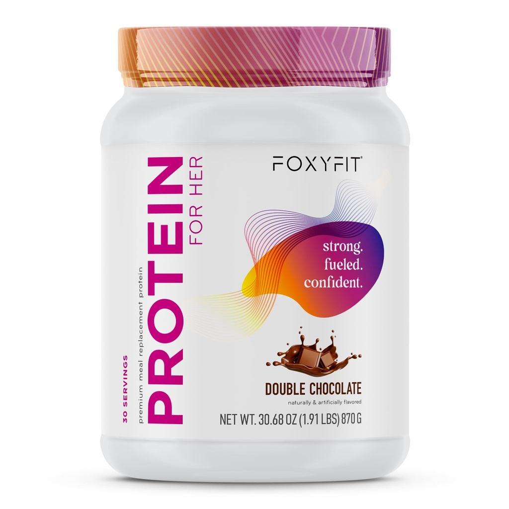 FoxyFit Proteïne voor haar, Double Chocolate Wei Proteïne Poeder met CLA en Biotine voor een gezonde Glow (1,85 lbs)