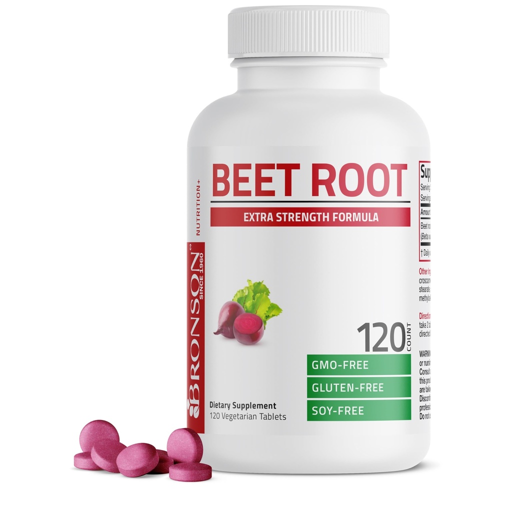 Bronson Beetwortel Extra sterkte, niet-GMO, 120 Vegetarische tabletten