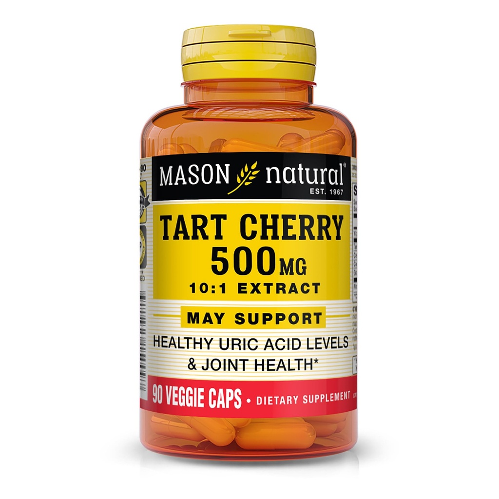MASON NATUURLIJKE Tart Cherry 500 mg 10:1 Extract Veggie Caps - Ondersteunt gezonde Uric Acid niveaus & Joint Health*, 90 Capsules