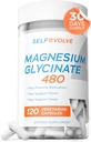 Magnesium Glycinate 480mg - Hoge Absorptie Magnesium Supplement Ondersteuning Stress Relief, Slaap, Hart Gezondheid, Zenuwen, Spieren, en Metabolisme, 120 Veggie Capsules, 1 Maand Levering