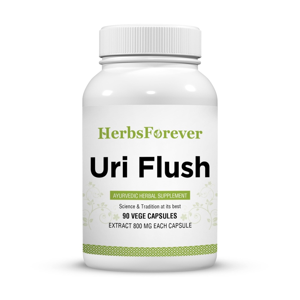 Herbsforever Uri-Flush Capsules Ayurvedische kruidensupplement Ondersteuning gezonde nierfunctie en urinetrekfunctie 90 Vege Capsules 800 Mg Elk